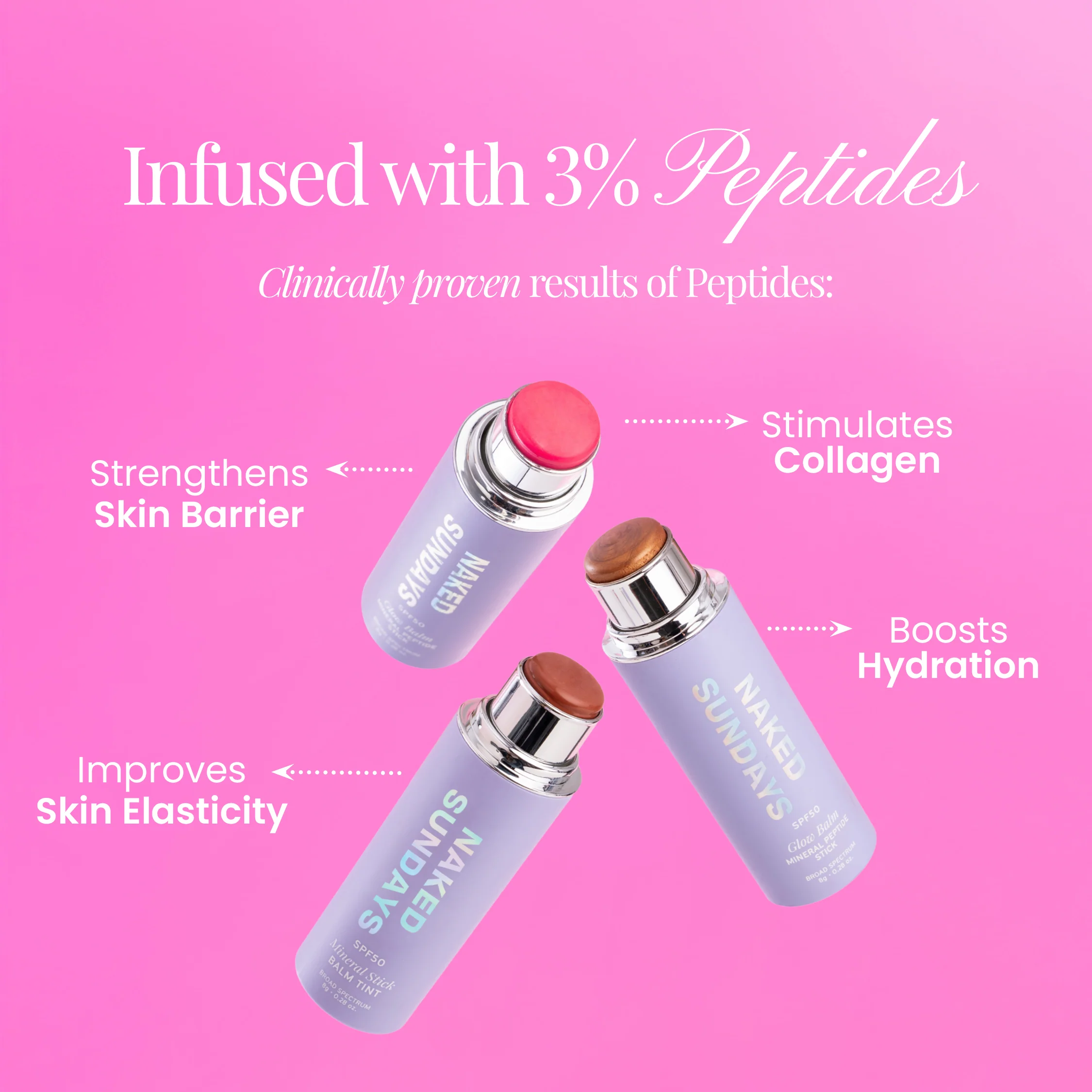 SPF50 Glow Balm Mineral Peptide Stick - Pink Pop - Image 6